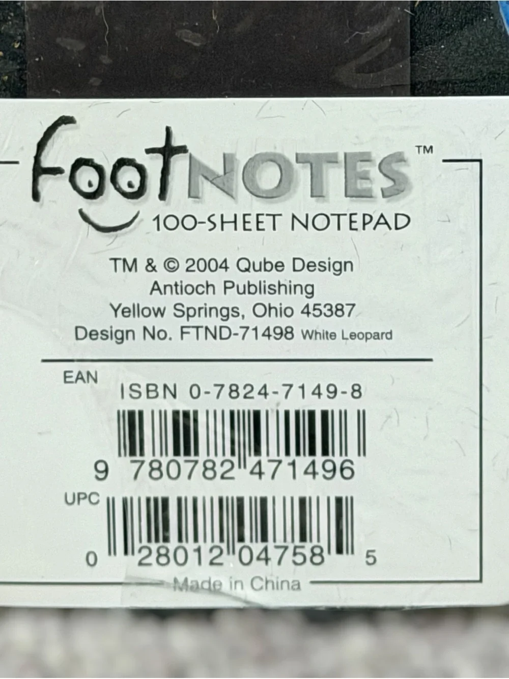 NEW Y2K FootNotes Pawprints Flip Flop Notepad Leopard Print Novelty Desk Kidcore